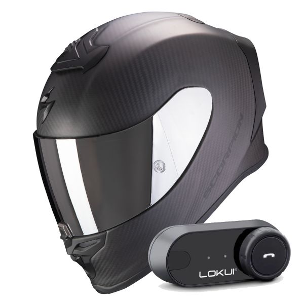 Integral Scorpion Exo R1 Evo Carbon Air Solid Matt Black + Kit Bluetooth Lokui K30