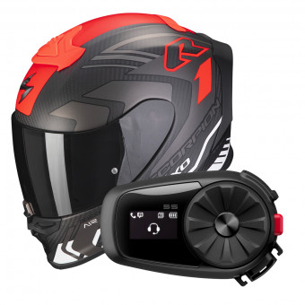 Integral Scorpion Exo R1 Evo Carbon Air Supra Matt Black Silver White + Intercom Sena 5S