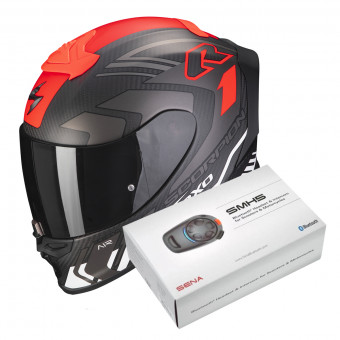 Integral Scorpion Exo R1 Evo Carbon Air Supra Matt Black Silver White + Intercom Sena SMH5