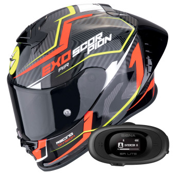 Casque Integral Scorpion Exo R1 Evo II Air Coup Black Red Yellow Fluo + Kit bluetooth 5R Lite Casque Integral Scorpion Exo R1 Evo II Air Coup Black Red Yellow Fluo + Kit bluetooth 5R Lite