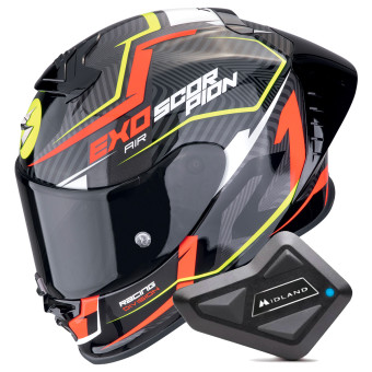Integral Scorpion Exo R1 Evo II Air Coup Black Red Yellow Fluo + Kit Bluetooth BT Mini