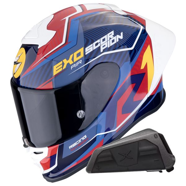 Integral Scorpion Exo R1 Evo II Air Coup Black Red Yellow + Kit bluetooth Exo-Com Link-1