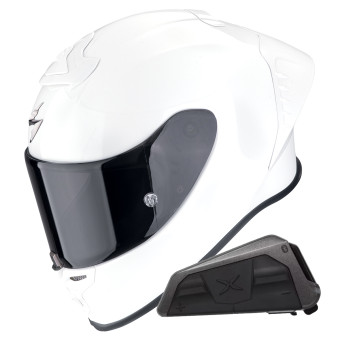Integral Scorpion Exo R1 Evo II Air Pearl White + Kit bluetooth Exo-Com Link-1
