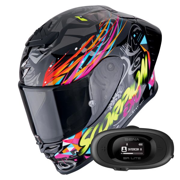 Integral Scorpion Exo R1 Evo II Air Savage Black Blue Pink + Kit bluetooth 5R Lite Integral Scorpion Exo R1 Evo II Air Savage Black Blue Pink + Kit bluetooth 5R Lite