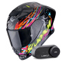 Casque Integral Scorpion Exo R1 Evo II Air Savage Black Blue Pink + Kit Bluetooth Lokui K30