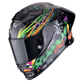 Scorpion Exo R1 Evo II Air Savage Black Green Orange + Kit Bluetooth 5S Solo