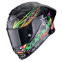 Casque Integral Scorpion Exo R1 Evo II Air Savage Black Green Orange + Kit bluetooth 5R Lite Solo