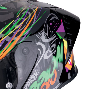 Scorpion Exo R1 Evo II Air Savage Black Green Orange + Kit Bluetooth 5S Solo