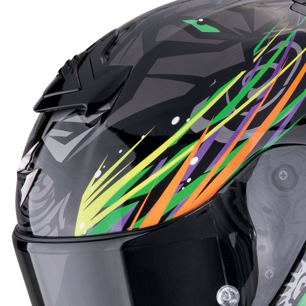 Scorpion Exo R1 Evo II Air Savage Green Orange + Kit bluetooth Exo-Com Link-1C