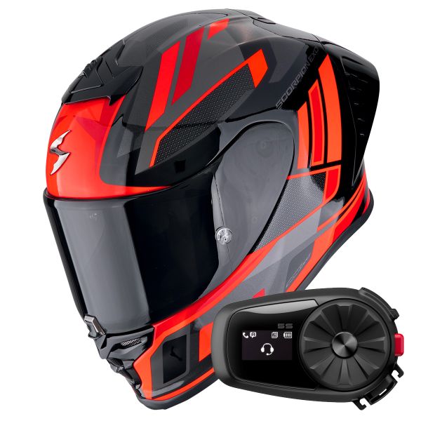 Integral Scorpion Exo R1 Evo II Air Vital Black Silver Red + Kit Bluetooth 5S Solo