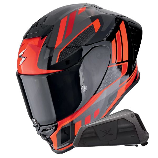 Integral Scorpion Exo R1 Evo II Air Vital Black Silver Red + Kit bluetooth Exo-Com Link-1