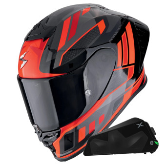 Integral Scorpion Exo R1 Evo II Air Vital Black Silver Red + Kit bluetooth Exo-Com Link-1C
