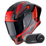 Casque Integral Scorpion Exo R1 Evo II Air Vital Black Silver Red + Kit Bluetooth Lokui K30