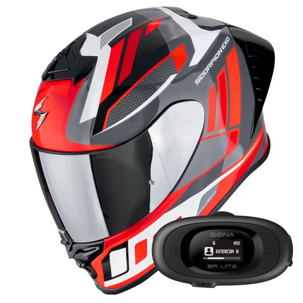 Integral Scorpion Exo R1 Evo II Air Vital Grey White Red + Kit bluetooth 5R Lite Solo