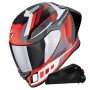 Casque Integral Scorpion Exo R1 Evo II Air Vital Grey White Red + Kit bluetooth Exo-Com Link-1C
