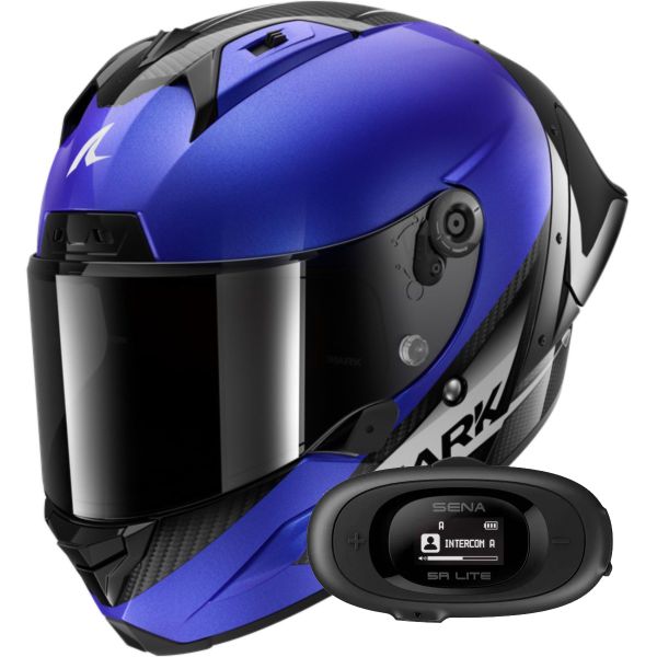 Integral Shark Aeron GP Blank SP Carbon Blue Anthracite + Kit bluetooth 5R Lite Solo