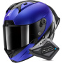 Casque Integral Shark Aeron GP Blank SP Carbon Blue Anthracite + Kit Bluetooth BT Mini