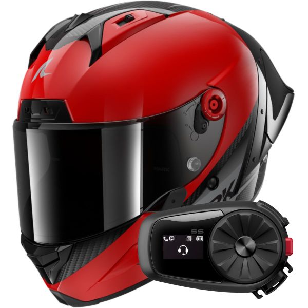 Integral Shark Aeron GP Blank SP Carbon Red Anthracite + Kit Bluetooth 5S Solo