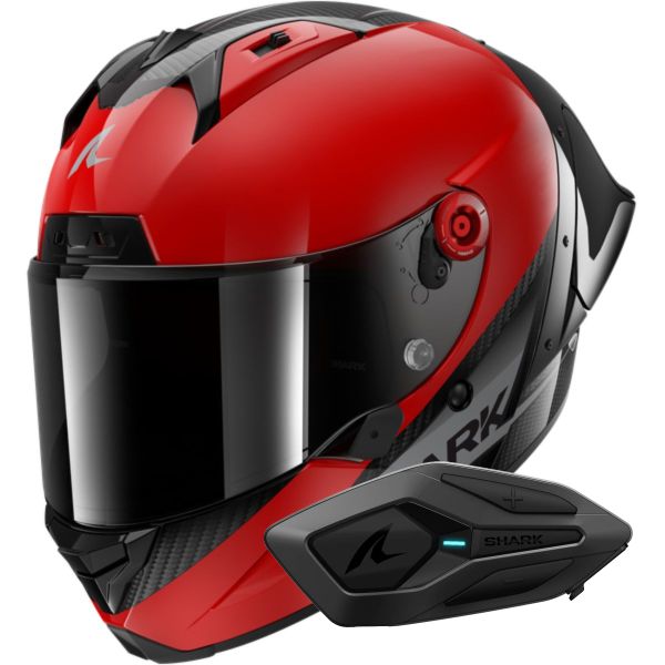 Integral Shark Aeron GP Blank SP Carbon Red Anthracite + Kit Bluetooth Sena for Shark S