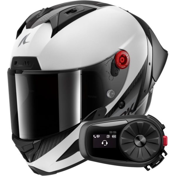 Integral Shark Aeron GP Blank SP Carbon White Anthracite + Kit Bluetooth 5S Solo