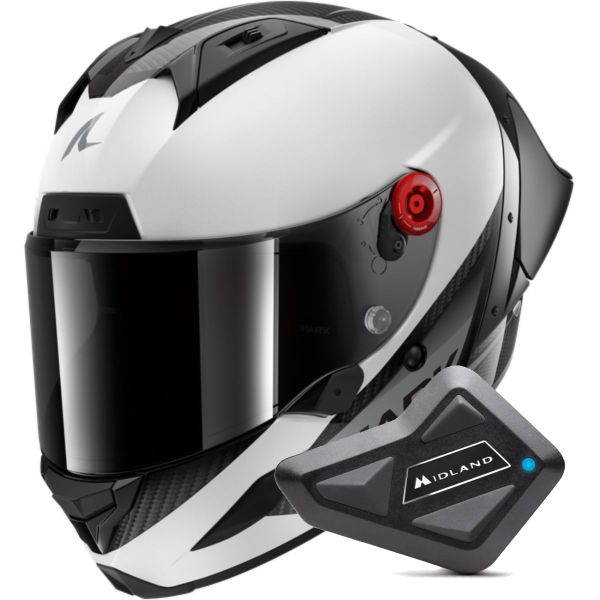 Integral Shark Aeron GP Blank SP Carbon White Anthracite + Kit Bluetooth BT Mini