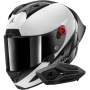 Casque Integral Shark Aeron GP Blank SP Carbon White Anthracite + Kit Bluetooth Sena for Shark