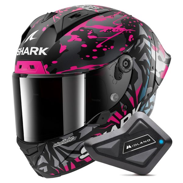 Integral Shark Aeron GP FIM 2 Racing Replica Redding Mat KVB + Kit Bluetooth BT Mini