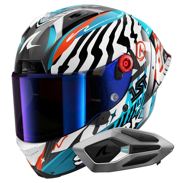 Integral Shark Aeron GP FIM 2 Racing Speed-Fancy DWB + Kit Bluetooth Sena for Shark Mes