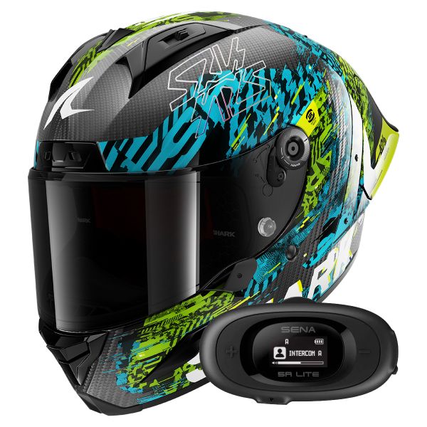 Integral Shark Aeron GP FIM 2 Racing Speed-Vib DBG + Kit bluetooth 5R Lite Solo