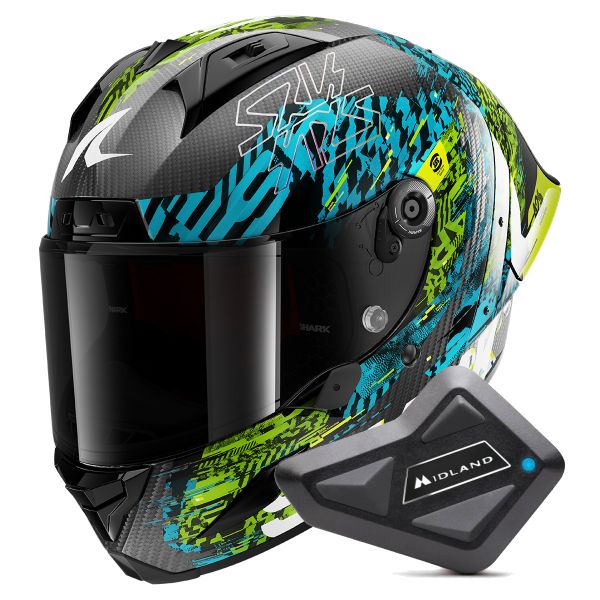 Integral Shark Aeron GP FIM 2 Racing Speed-Vib DBG + Kit Bluetooth BT Mini
