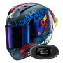 Casque Integral Shark Aeron GP FIM 2 Racing Speed-Vib DBR + Kit bluetooth 5R Lite Solo
