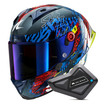 Integral Shark Aeron GP FIM 2 Racing Speed-Vib DBR + Kit Bluetooth BT Mini