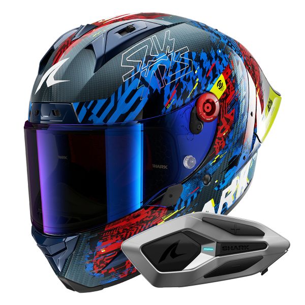 Integral Shark Aeron GP FIM 2 Racing Speed-Vib DBR + Kit Bluetooth Sena for Shark Mesh