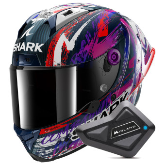 Integral Shark Aeron GP Fim Racing Replica Zarco Signature Carbon DWV + Kit Bluetooth B