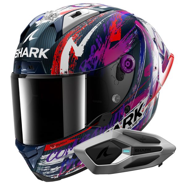 Integral Shark Aeron GP Fim Racing Replica Zarco Signature Carbon DWV + Kit Bluetooth M