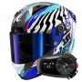 Casque Integral Shark Aeron Speed-Fancy DWB + Kit Bluetooth 5S Solo