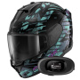 Casque Integral Shark D-Skwal 3 Reptaia Mat KXK + Kit Bluetooth 5R Lite