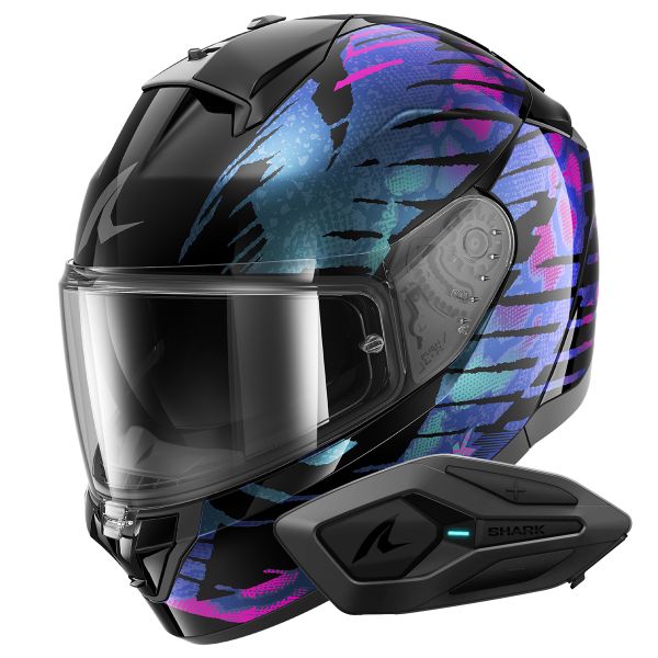 Integral Shark Ridill 2 Reptaia KVX + Kit Bluetooth Sena for Shark Solo
