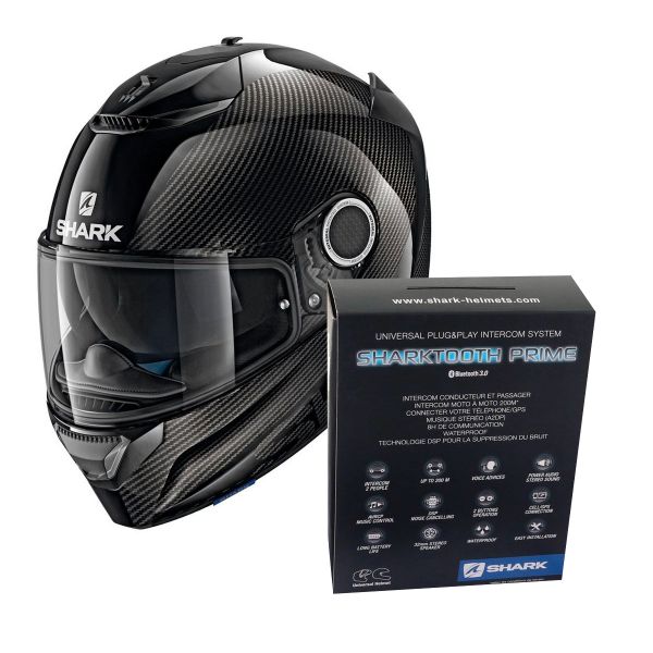 Integral Shark Spartan Carbon 1.2 Skin DKA + Kit Bluetooth Sharktooth Prime