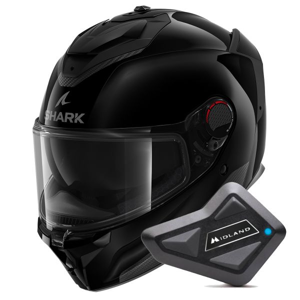 Integral Shark Spartan GT Pro Blank BLK + Kit Bluetooth BT Mini