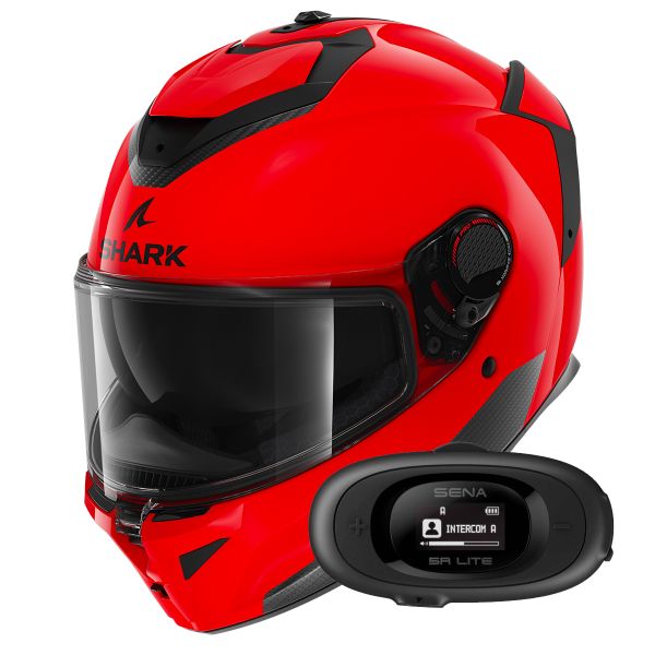 Integral Shark Spartan GT Pro Blank RED + Kit bluetooth 5R Lite Solo