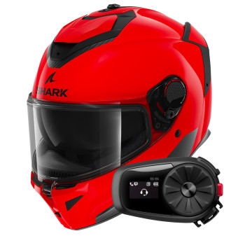 Integral Shark Spartan GT Pro Blank RED + Kit Bluetooth 5S Solo