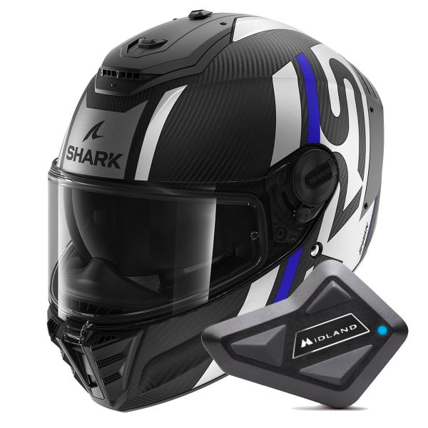 Integral Shark Spartan RS Carbon Shawn Mat DBS + Kit Bluetooth BT Mini