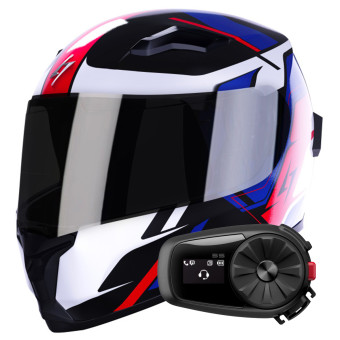 Integral Stormer Wise Runner Blue Red White Pearly + Kit Bluetooth 5S Solo