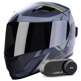 Integral Stormer Wise Runner Grey Neon Yellow Matt + Kit Bluetooth Lokui K30