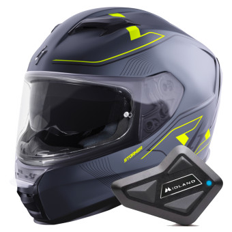 Integral Stormer ZS 1001 Taken Grey Neon Yellow Matt + Kit Bluetooth BT Mini