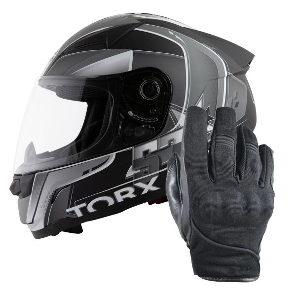 Pack Casco Guantes : Torx Billy 2 57 Black Grey + Splash Waterproof |