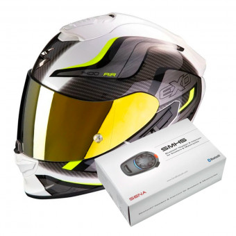 Integral Scorpion Exo 1400 Air Attune White Neon Yellow + Kit Bluetooth Sena SMH5 Solo