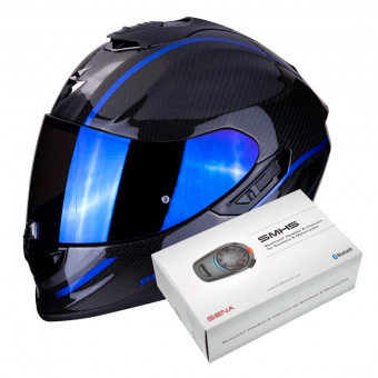 Integral Scorpion Exo 1400 Air Carbon Grand Azul + Kit Bluetooth Sena SMH5