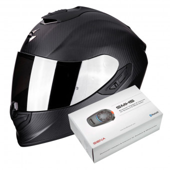 Integral Scorpion Exo 1400 Air Carbon Negro Mate + Kit Bluetooth Sena SMH5